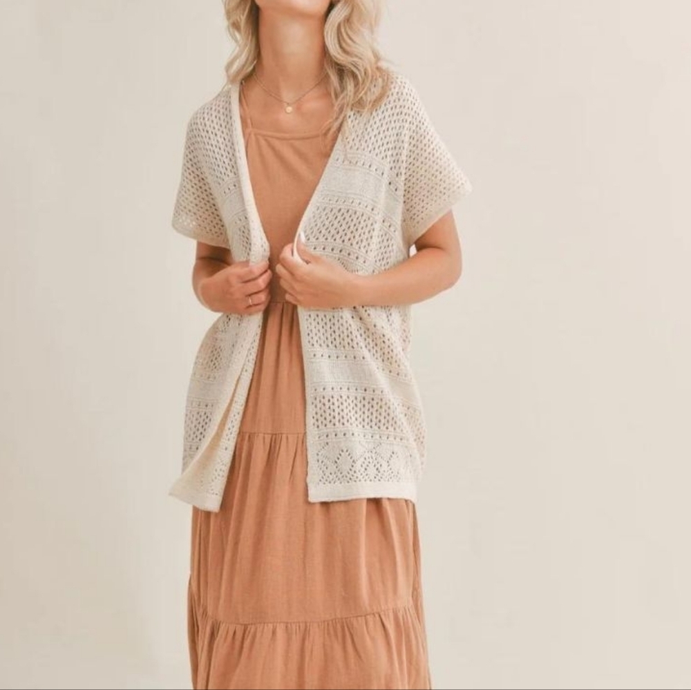 Cream Open-Knit Women's Sweater